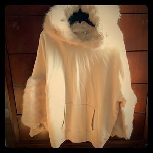 Faux fur hooded sweatshirt
